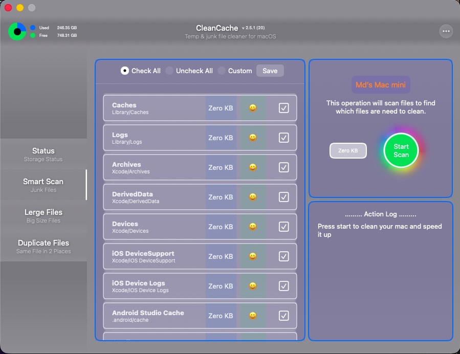 Clean Cache macOS App Screenshot